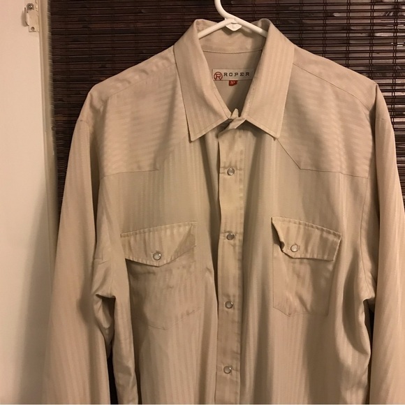 Roper Men's Long Solid Poplin L/S Shirt - Picture 1 of 4